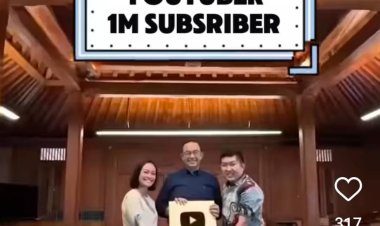 ANIES BASWEDAN DAPAT GOLD BUTTON, RESMI JADI YOUTUBER 1M SUBSCRIBER.